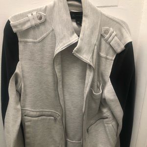 INC Men’s jacket white with Faux black sleeves